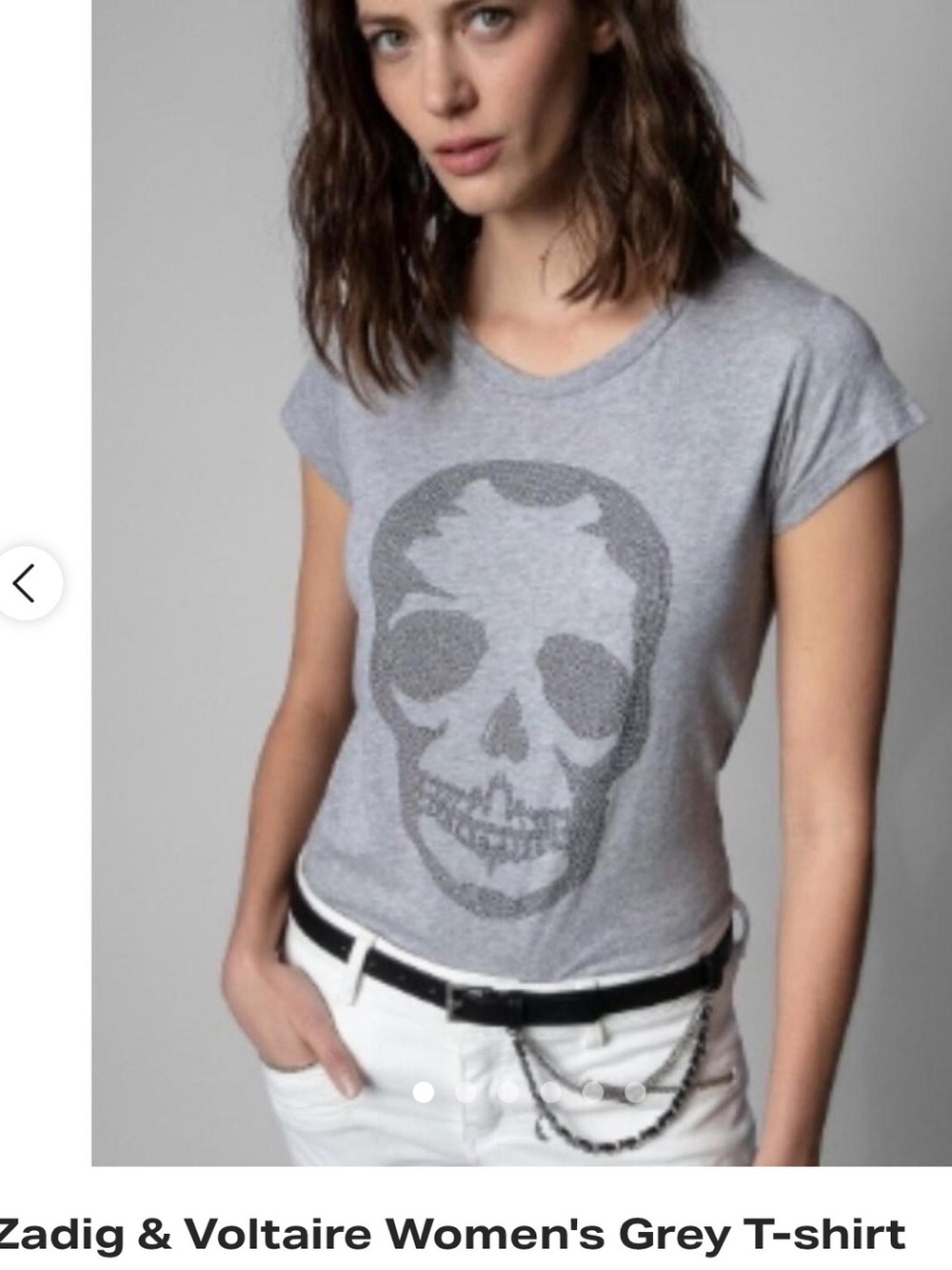 Zadig & Voltaire Heather Gray Skinny Skull Tee